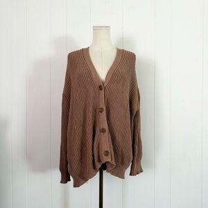 Jenni Kayne Cocoon Cardigan Cotton Blend XS Oversized Camel Tan